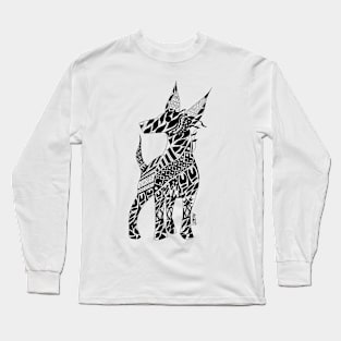 mexican xolo dog ecopop in hell trance art in floral totonac pattern Long Sleeve T-Shirt